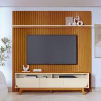 Composição Luna Bancada E Painel Para Tv 75 Polegadas Com Portas - Madetec Cinamomo Off White - 2