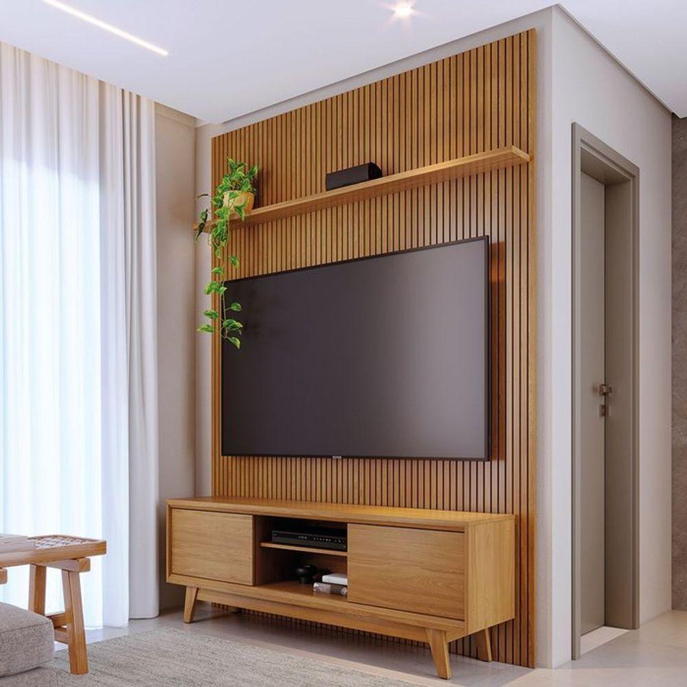Composição Milo Bancada E Painel Para Tv 65 Polegadas Com Portas - Madetec Cumaru - 2