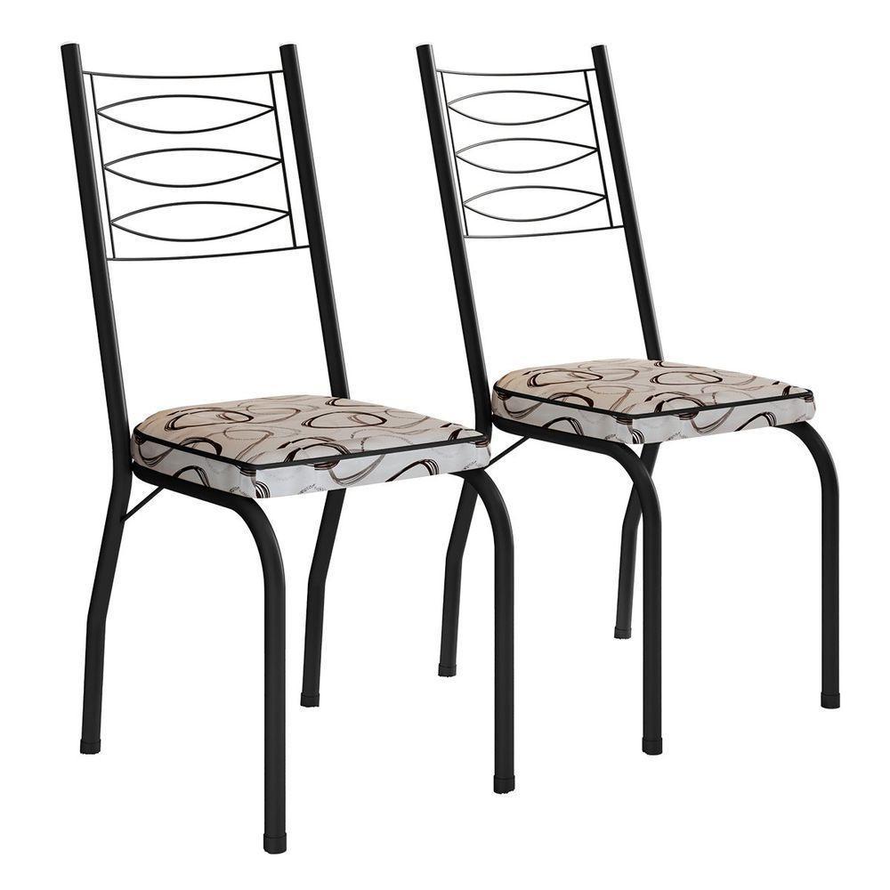 Kit 2 Cadeiras Aço Carbono Tubular Metálica Acabamento D-25 Luana Preto-cedro - 1