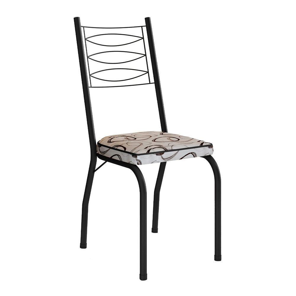 Kit 2 Cadeiras Aço Carbono Tubular Metálica Acabamento D-25 Luana Preto-cedro - 2