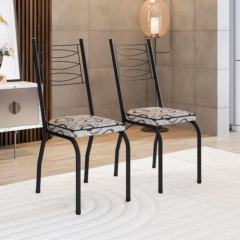 Kit 2 Cadeiras Aço Carbono Tubular Metálica Acabamento D-25 Luana Preto-cedro - 3