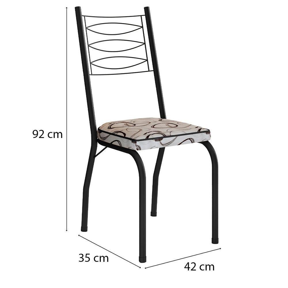 Kit 2 Cadeiras Aço Carbono Tubular Metálica Acabamento D-25 Luana Preto-cedro - 4