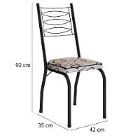 Kit 2 Cadeiras Aço Carbono Tubular Metálica Acabamento D-25 Luana Preto-cedro