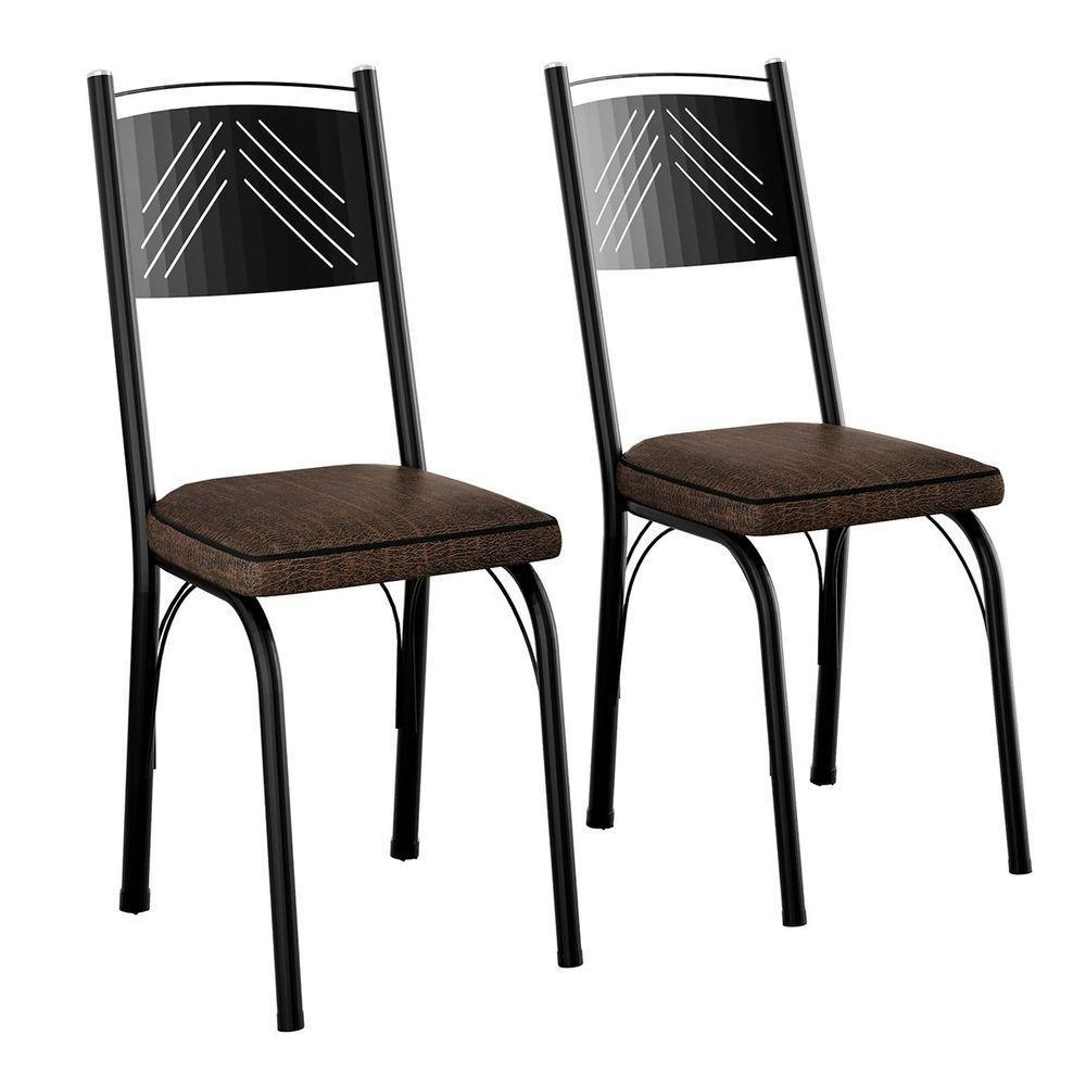 Kit 2 Cadeiras Aço Carbono Estofado Tecido Sintético Espuma D13 Clara Imbuia - 1