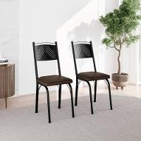 Kit 2 Cadeiras Aço Carbono Estofado Tecido Sintético Espuma D13 Clara Imbuia - 6