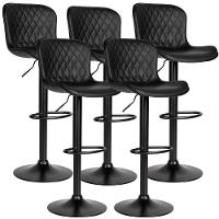 Kit 05 Un Banqueta Alta Para Cozinha Americana Bar Giratória Preto - 1
