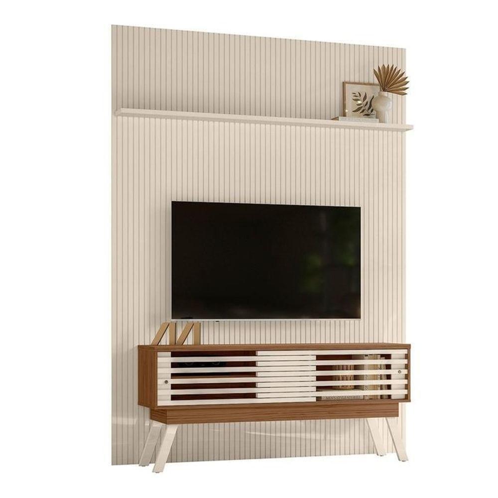 Composição Frizz New Premium Bancada E Painel Para Tv 65 Polegadas Com Portas - Madetec Naturale Off White - 1