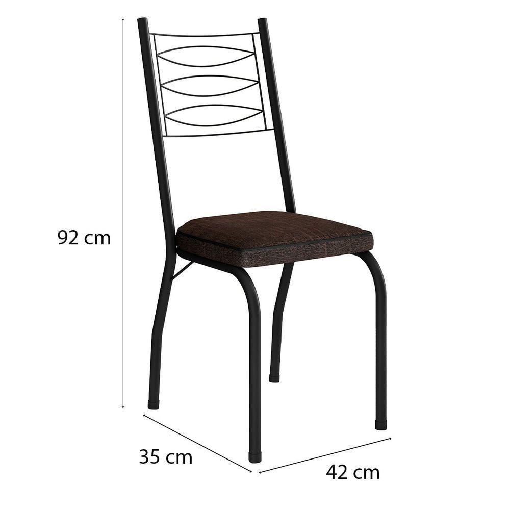 Kit 2 Cadeiras Aço Carbono Tubular Metálica Acabamento D-25 Luana Preto-imbuia - 2