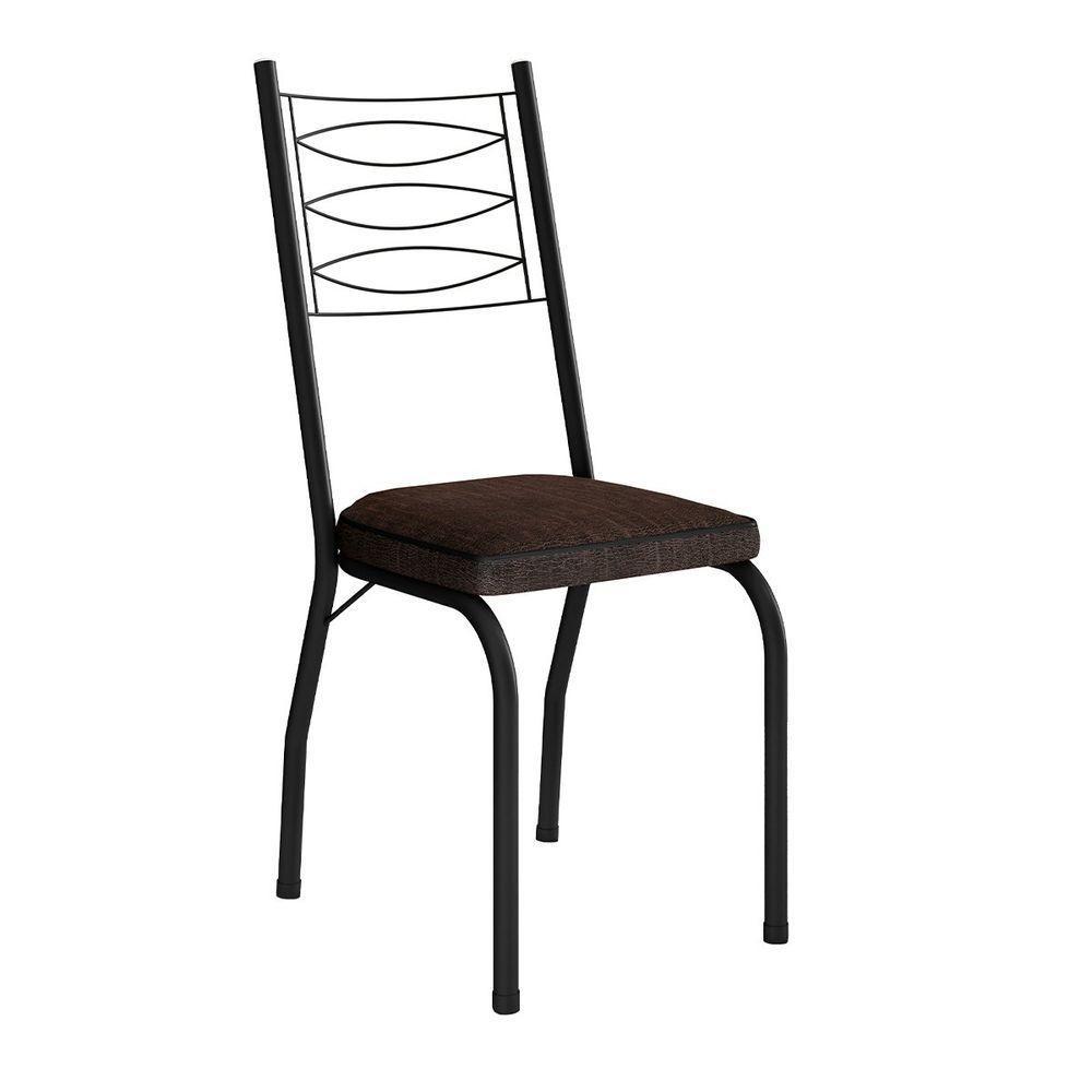 Kit 2 Cadeiras Aço Carbono Tubular Metálica Acabamento D-25 Luana Preto-imbuia - 5