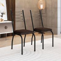 Kit 2 Cadeiras Aço Carbono Tubular Metálica Acabamento D-25 Luana Preto-imbuia - 6