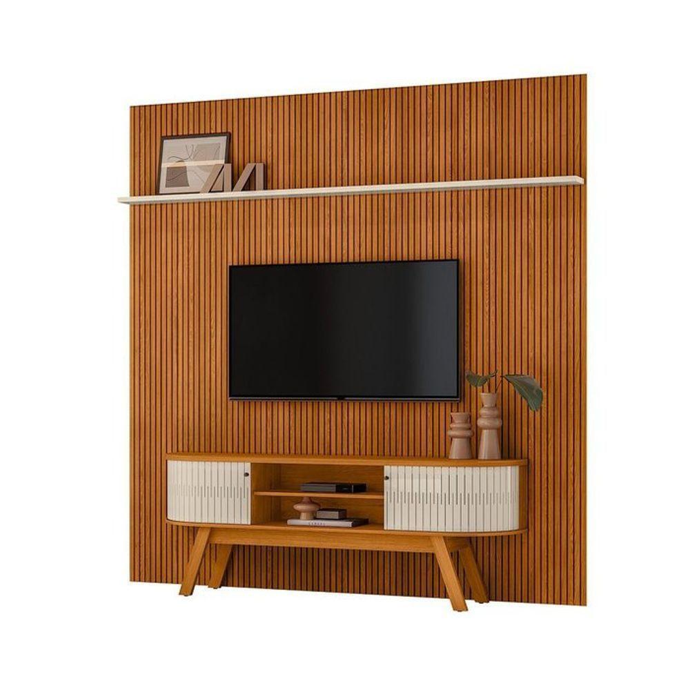 Composição New Laguna Bancada E Painel Para Tv 75 Polegadas Com Portas - Madetec Cinamomo Off White - 1
