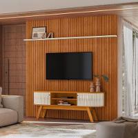 Composição New Laguna Bancada E Painel Para Tv 75 Polegadas Com Portas - Madetec Cinamomo Off White - 2