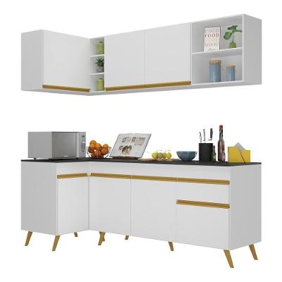 Armário de Cozinha Compacta de Canto V2058 7 Portas 1 Gaveta MDF 90cm Preto