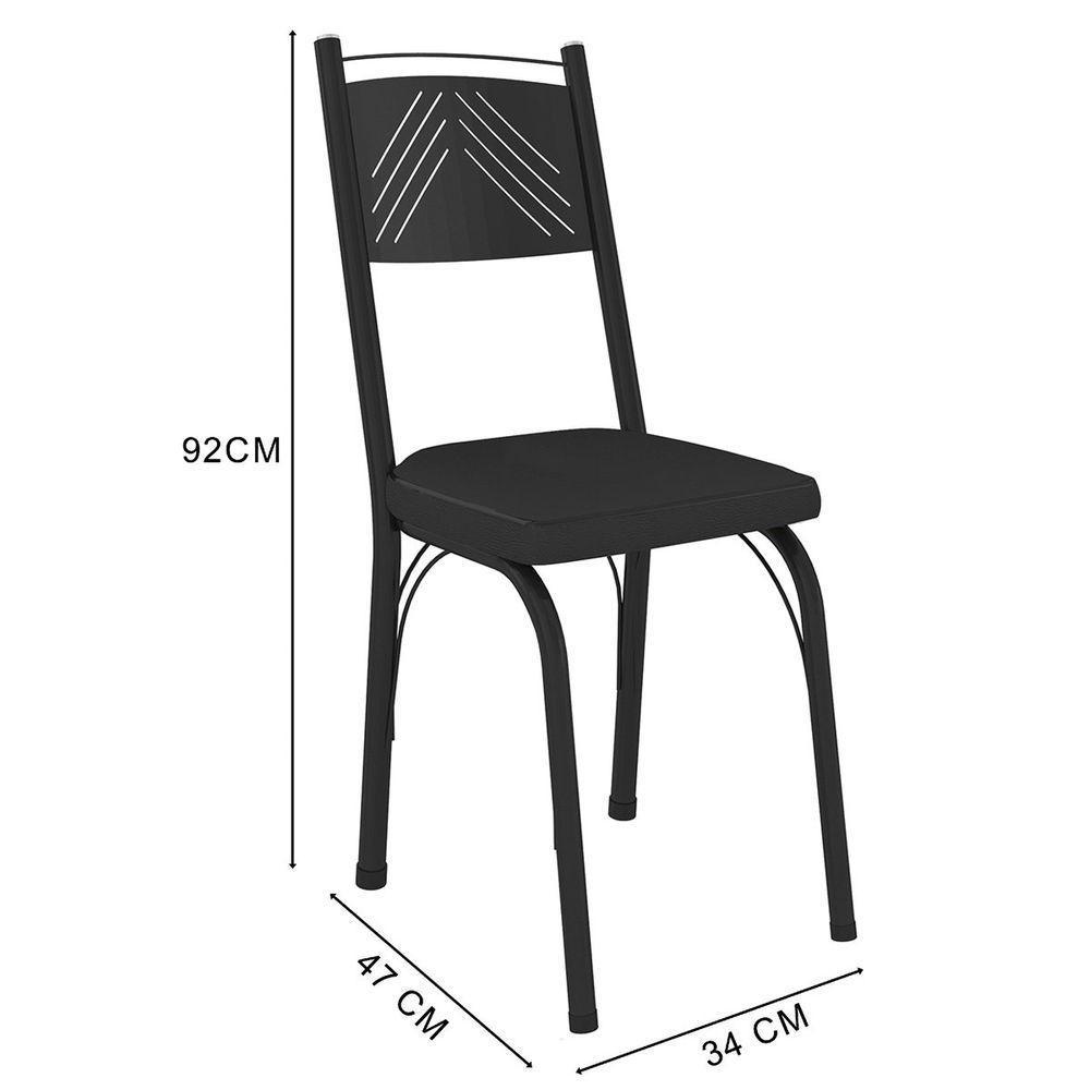 Kit 2 Cadeiras Aço Carbono Estofado Tecido Sintético Espuma D13 Clara Preto - 2