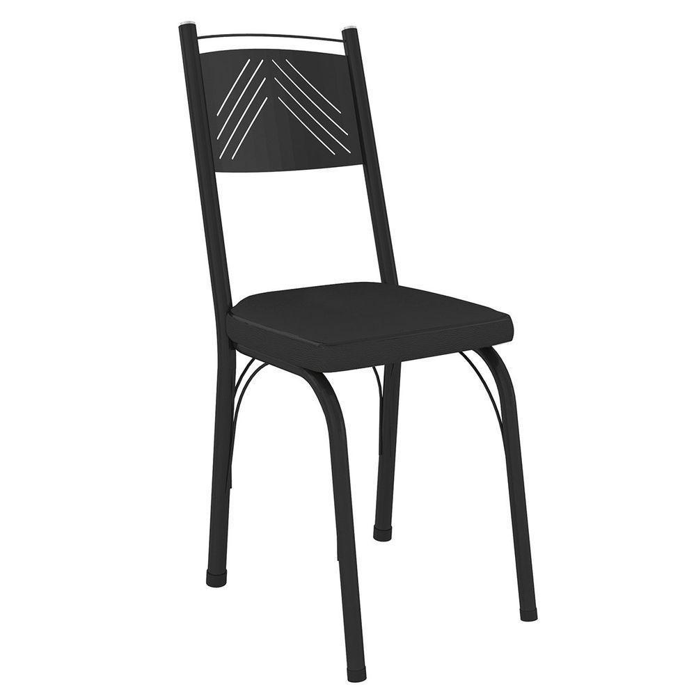 Kit 2 Cadeiras Aço Carbono Estofado Tecido Sintético Espuma D13 Clara Preto - 4