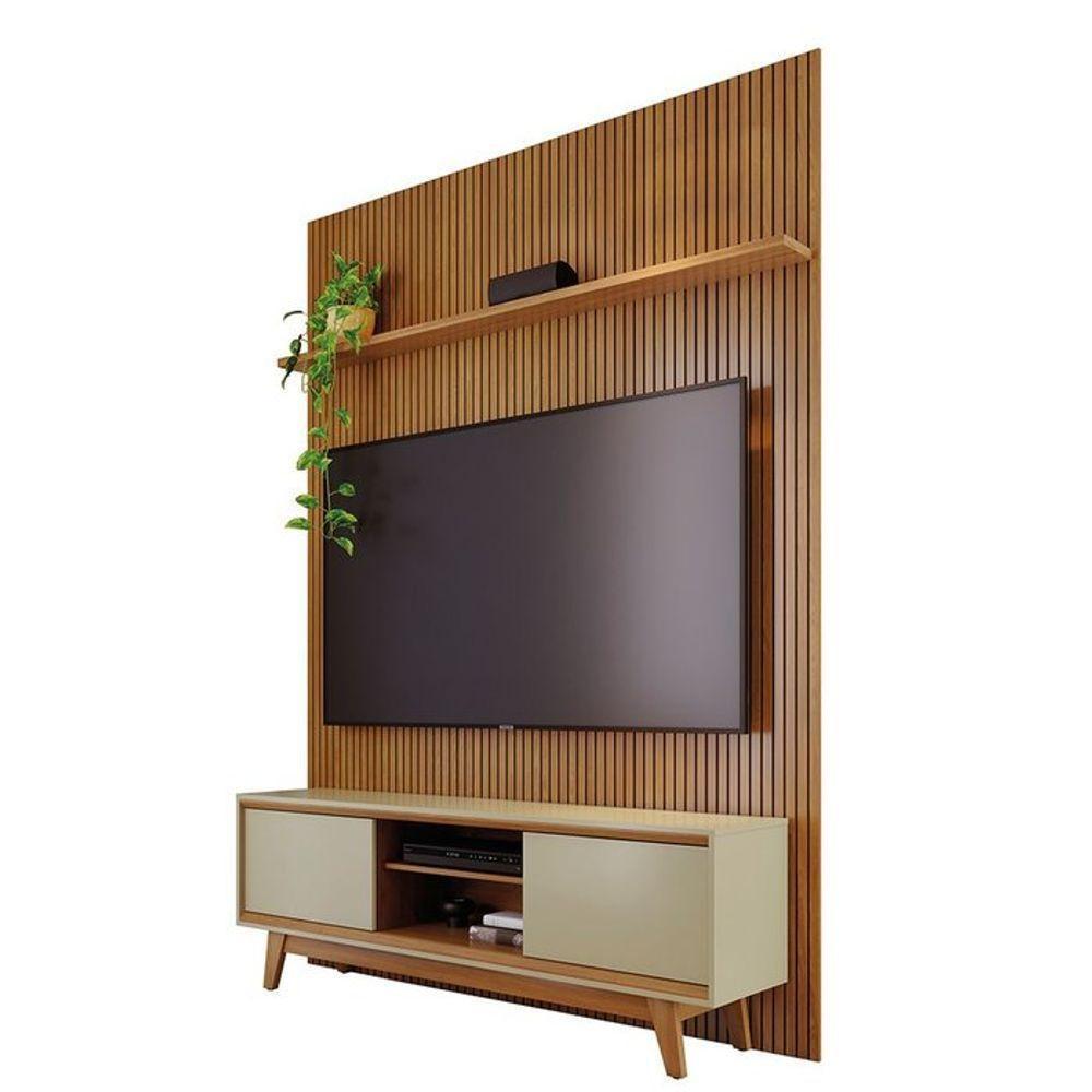 Composição Milo Bancada E Painel Para Tv 65 Polegadas Com Portas - Madetec Cumaru Opala - 1
