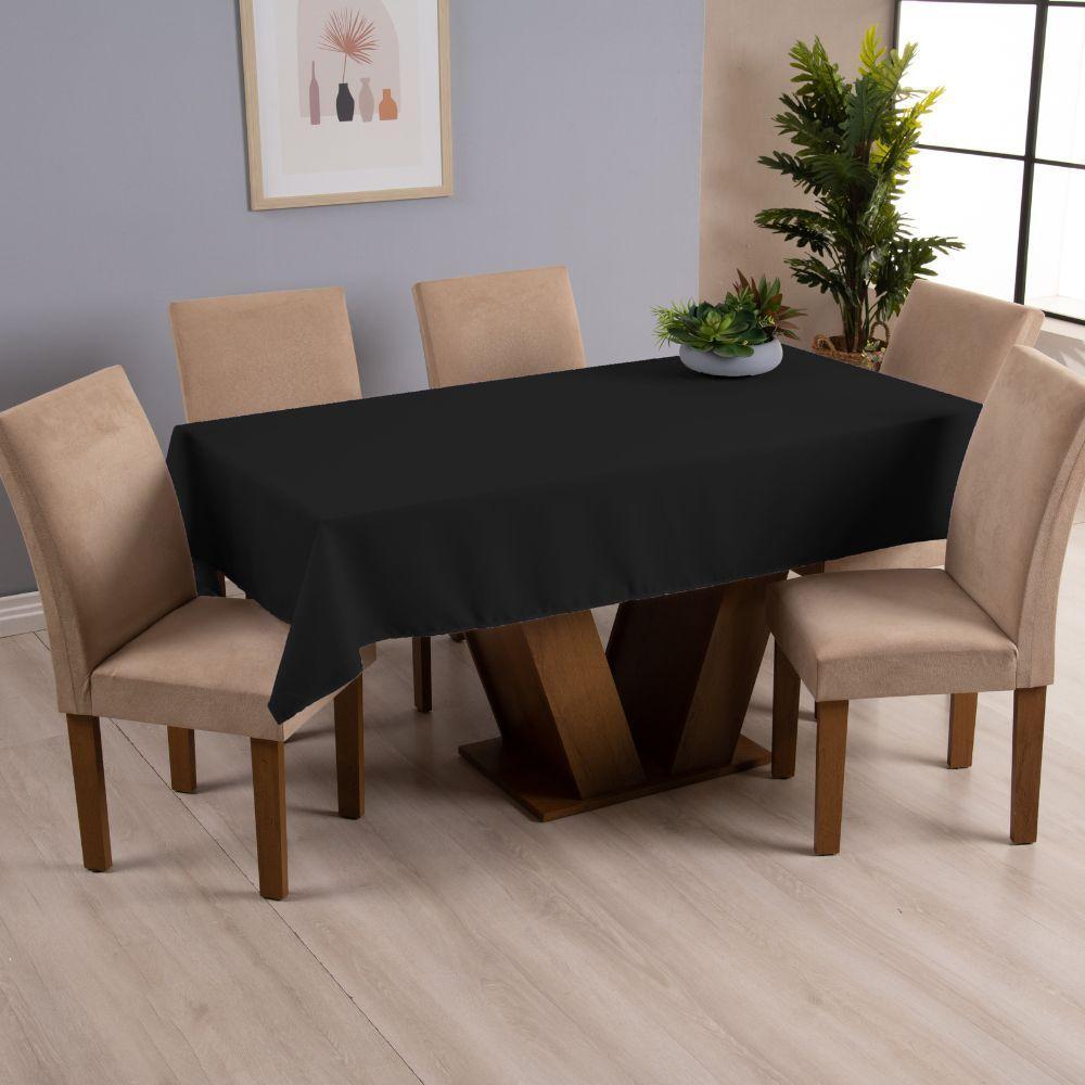 Toalha De Mesa Basic 1 Peça 2,50m X 1,40m 8 Lugares 100% Poliéster Tecido Oxford Cor:preto - 5