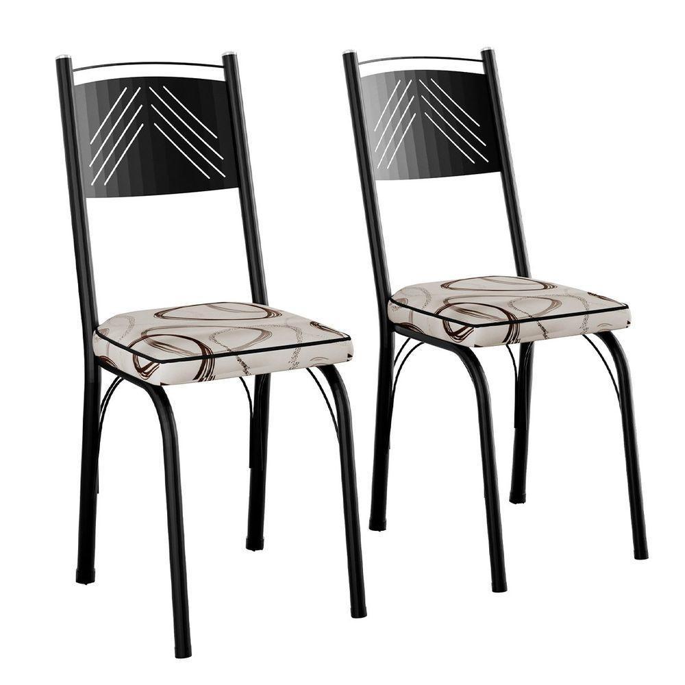 Kit 2 Cadeiras Aço Carbono Estofado Tecido Sintético Espuma D13 Clara Cedro - 1