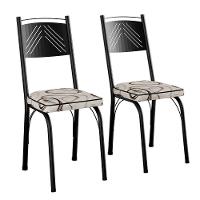 Kit 2 Cadeiras Aço Carbono Estofado Tecido Sintético Espuma D13 Clara Cedro - 1