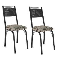 Kit 2 Cadeiras Aço Carbono Estofado Tecido Sintético Espuma D13 Clara Cedro