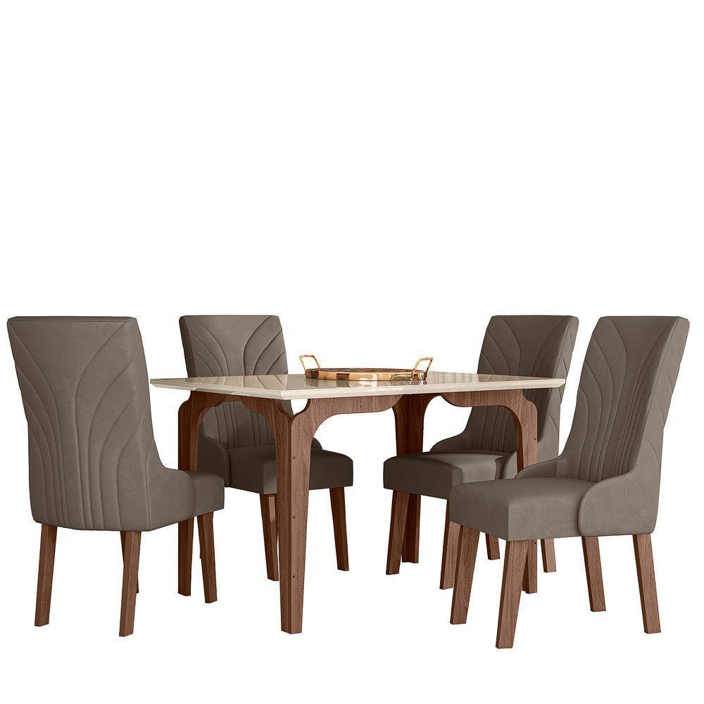 Conjunto Kira Mesa 1,10 Com 04 Cadeiras Amendoa 01a - 1