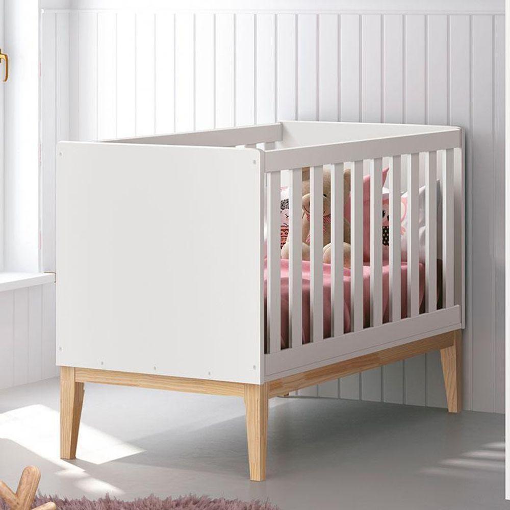 Berço Americano New Classic Branco Com Pés Madeira Natural E Colchão Ortobom ? Reller - 4