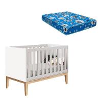 Berço Americano New Classic Branco Com Pés Madeira Natural E Colchão Ortobom ? Reller - 1