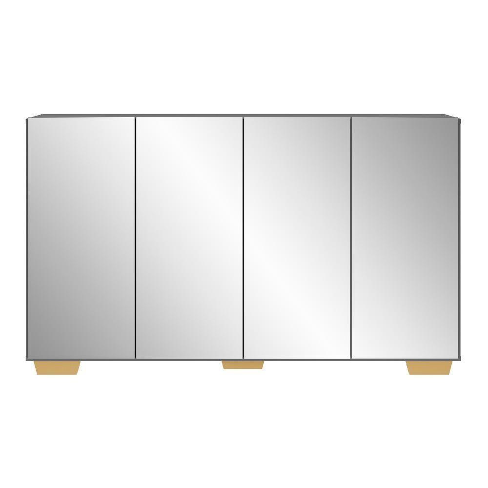 Aparador Buffet 4 Portas Com Espelho e Pés Vegas Natural - 3