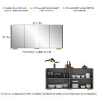 Aparador Buffet 4 Portas Com Espelho e Pés Vegas Natural - 6