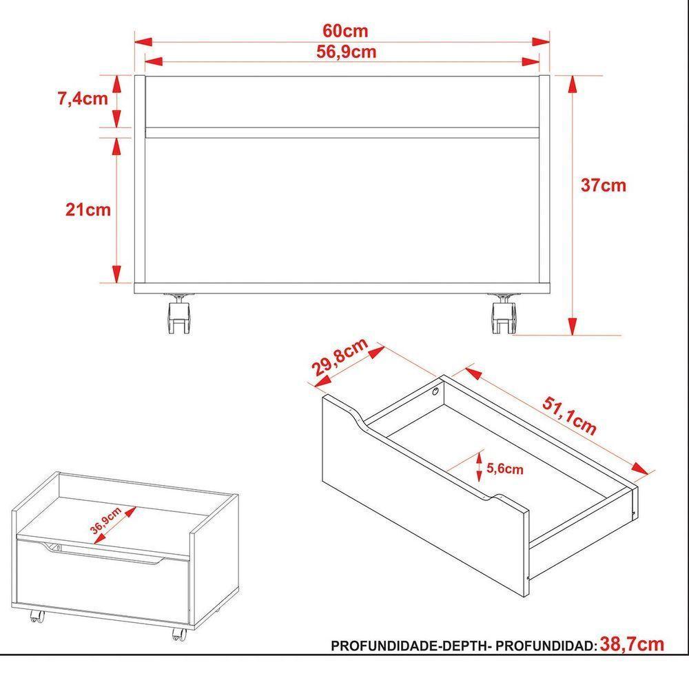 Kit Balcão E Gabinete De Banheiro 1 Porta 1 Gaveta E Rodízio Mármore Branco - 5