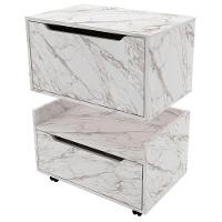 Kit Balcão E Gabinete De Banheiro 1 Porta 1 Gaveta E Rodízio Mármore Branco - 1