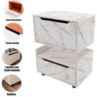 Kit Balcão E Gabinete De Banheiro 1 Porta 1 Gaveta E Rodízio Mármore Branco - 2