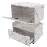 Kit Balcão E Gabinete De Banheiro 1 Porta 1 Gaveta E Rodízio Mármore Branco