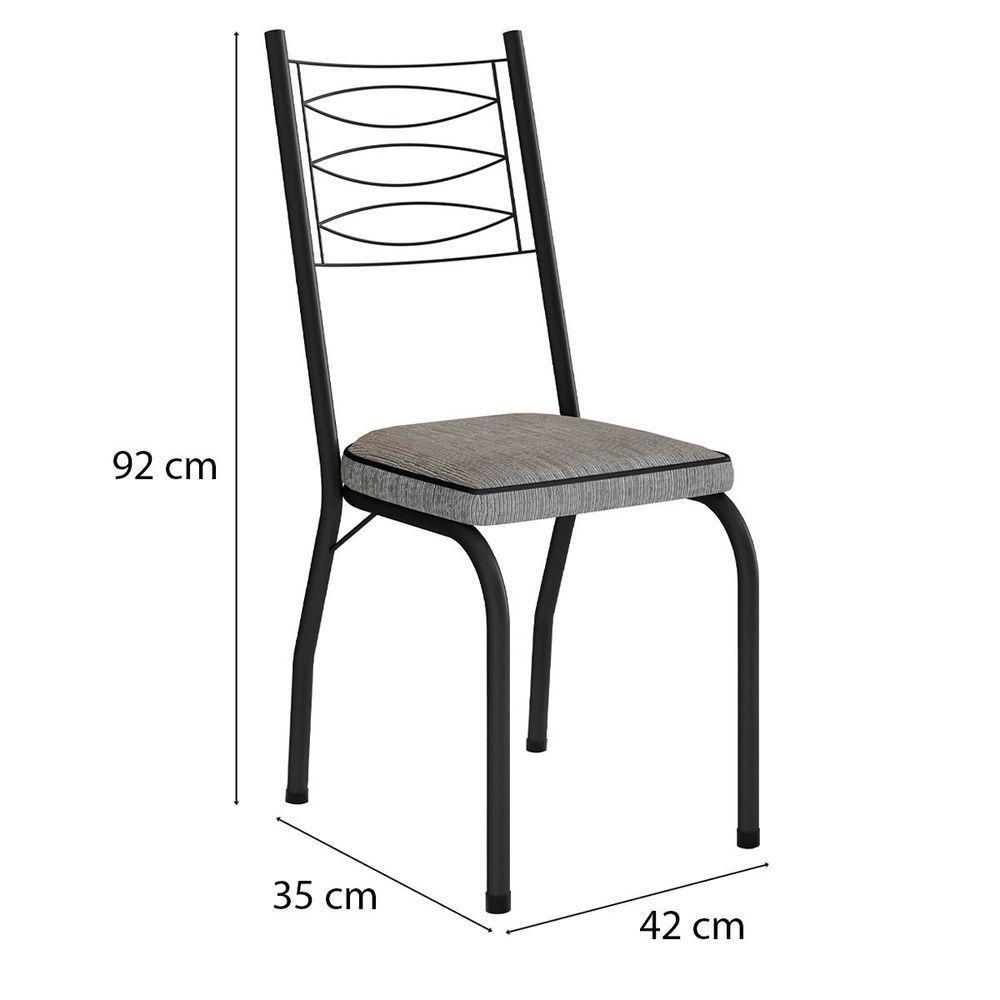 Kit 2 Cadeiras Aço Carbono Tubular Metálica Acabamento D-25 Luana Preto-grafiato - 2