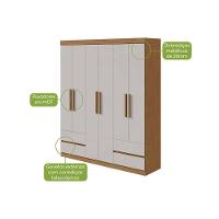 Guarda Roupa Solteiro 6 Portas (2 C- Espelho) E 4 Gavetaszeus Branco - Lopas