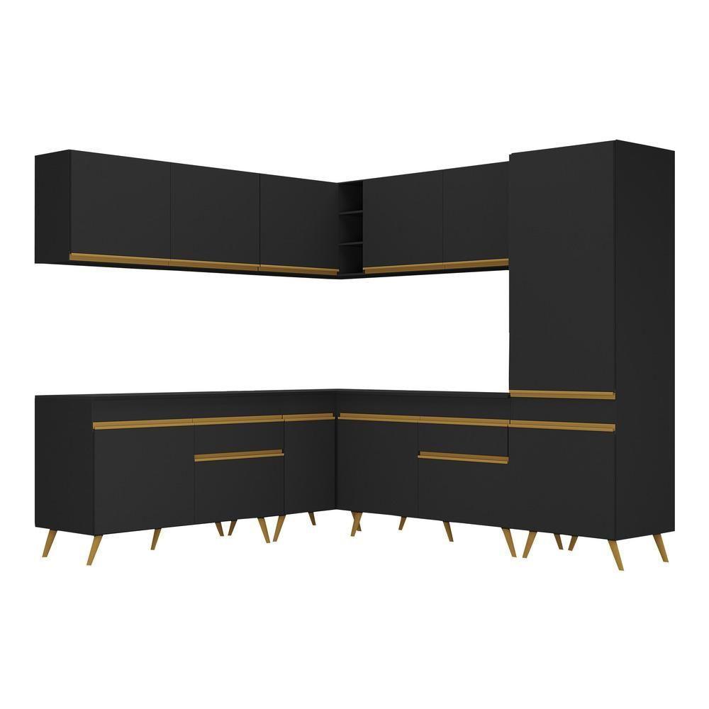 Cozinha Completa De Canto Veneza Gb Mp2066 Com Armário E Balcão Preta - 3