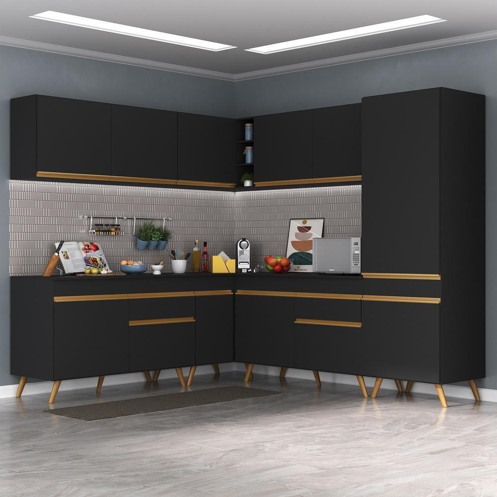 Cozinha Completa De Canto Veneza Gb Mp2066 Com Armário E Balcão Preta - 5