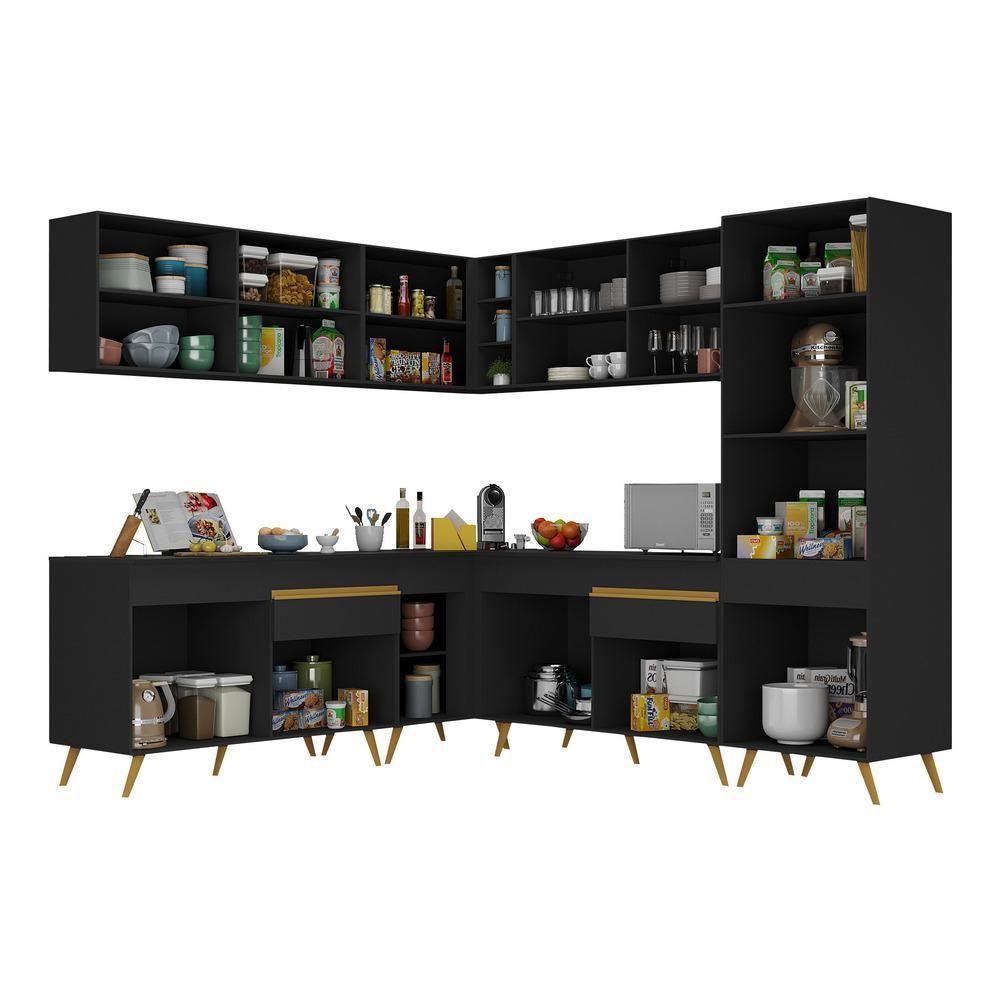 Cozinha Completa De Canto Veneza Gb Mp2066 Com Armário E Balcão Preta - 6