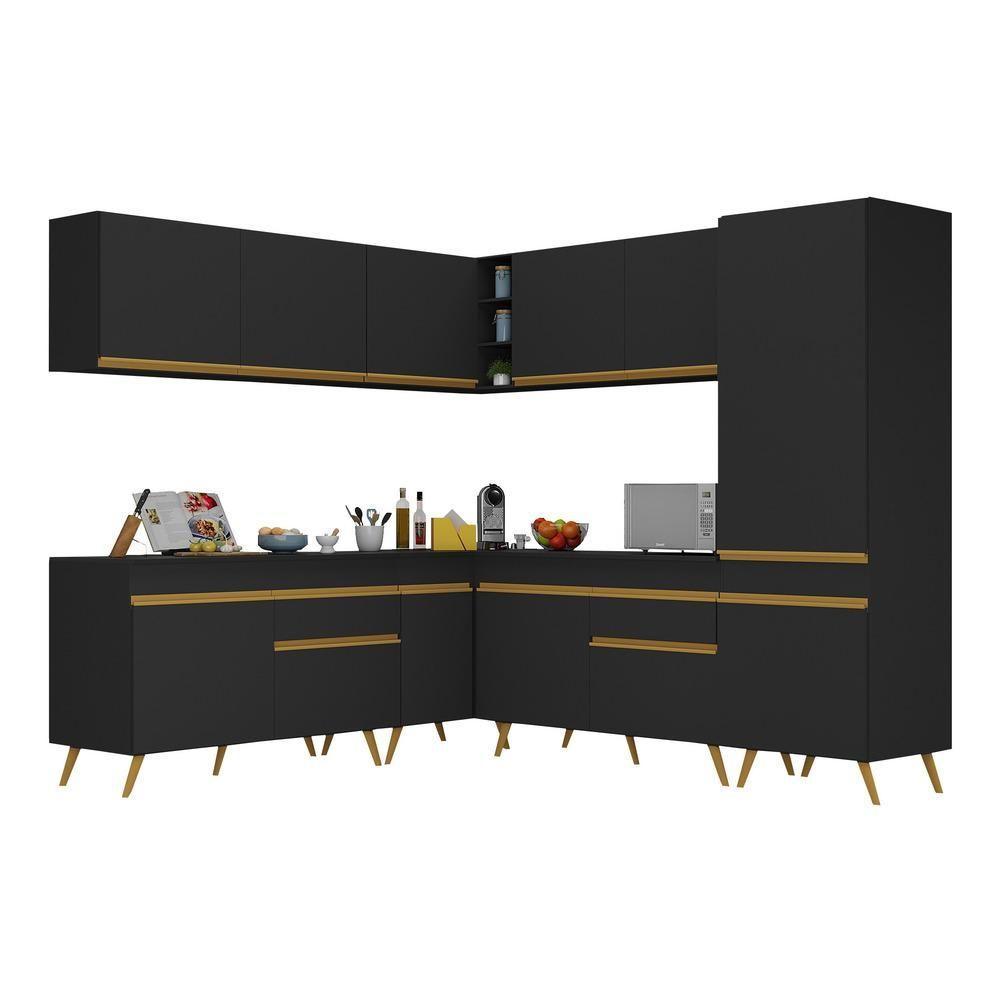 Cozinha Completa De Canto Veneza Gb Mp2066 Com Armário E Balcão Preta - 7