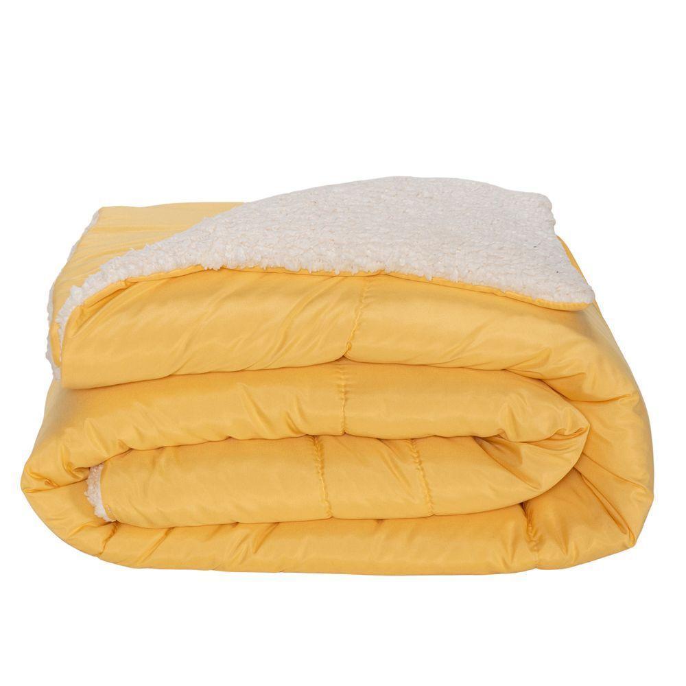Kit 5 Pçs Coberdrom Casal Queen Soft Hipercal 400 Fios Dupla Face Amarelo - 7