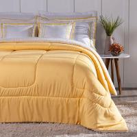 Kit 5 Pçs Coberdrom Casal Queen Soft Hipercal 400 Fios Dupla Face Amarelo