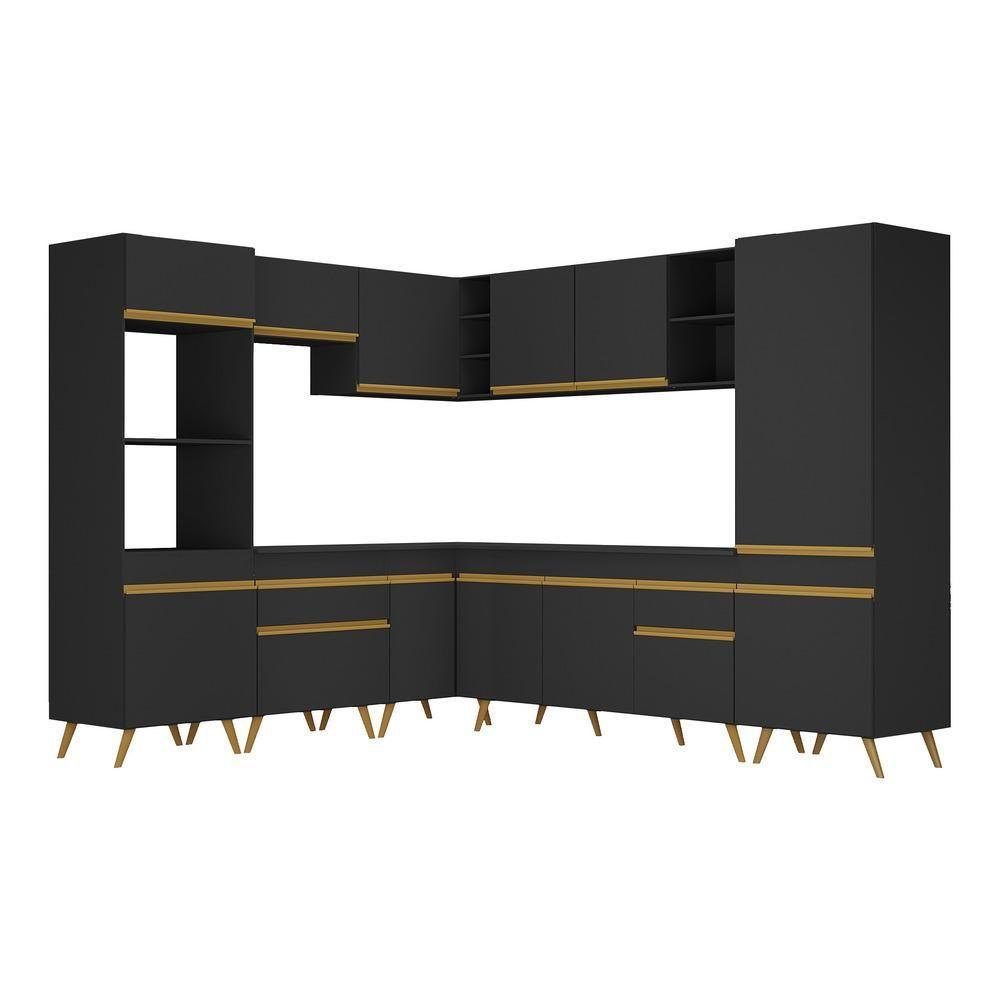 Cozinha Completa De Canto Veneza Gb Mp2046 Com Armário E Balcão Preta - 2