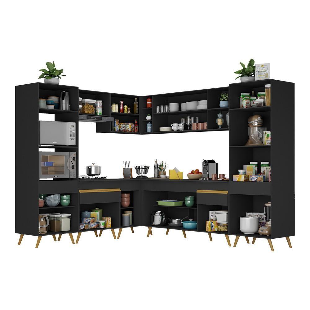 Cozinha Completa De Canto Veneza Gb Mp2046 Com Armário E Balcão Preta - 5