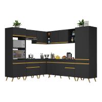 Cozinha Completa De Canto Veneza Gb Mp2046 Com Armário E Balcão Preta - 1