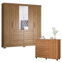 Cômoda Flora E Guarda Roupa Casal Cádis Amêndola Touch - Demóbile - 1