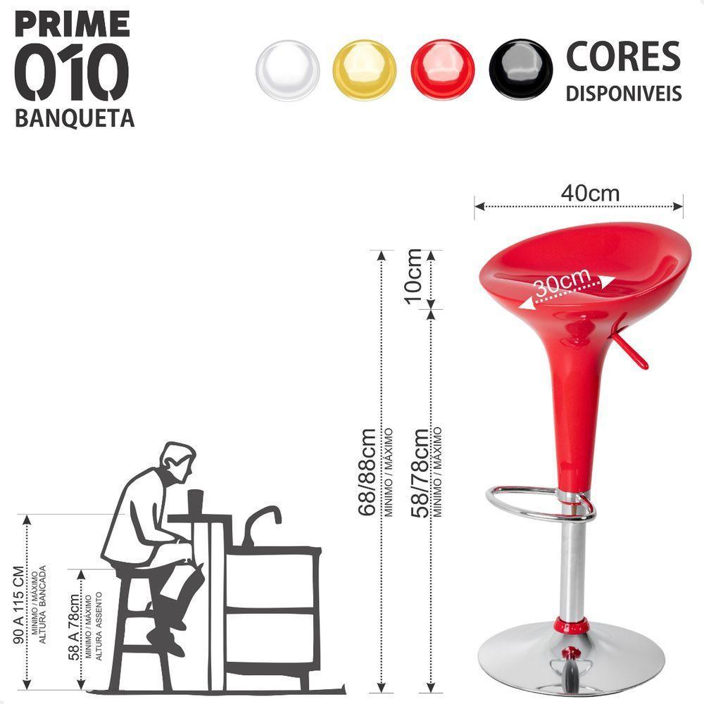 Banquetas Giratória Alta Tulipa Lotus Assento Abs Kit 06 Un Vermelho - 2