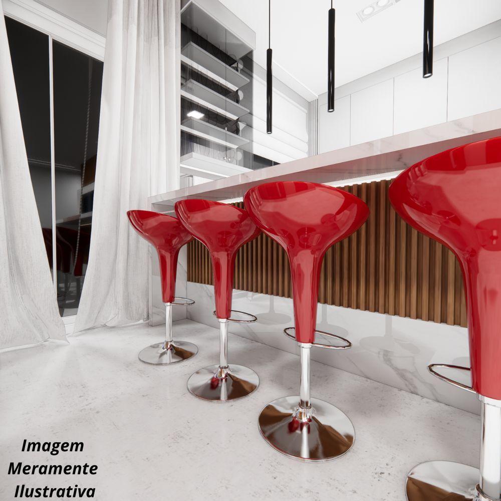 Banquetas Giratória Alta Tulipa Lotus Assento Abs Kit 06 Un Vermelho - 6