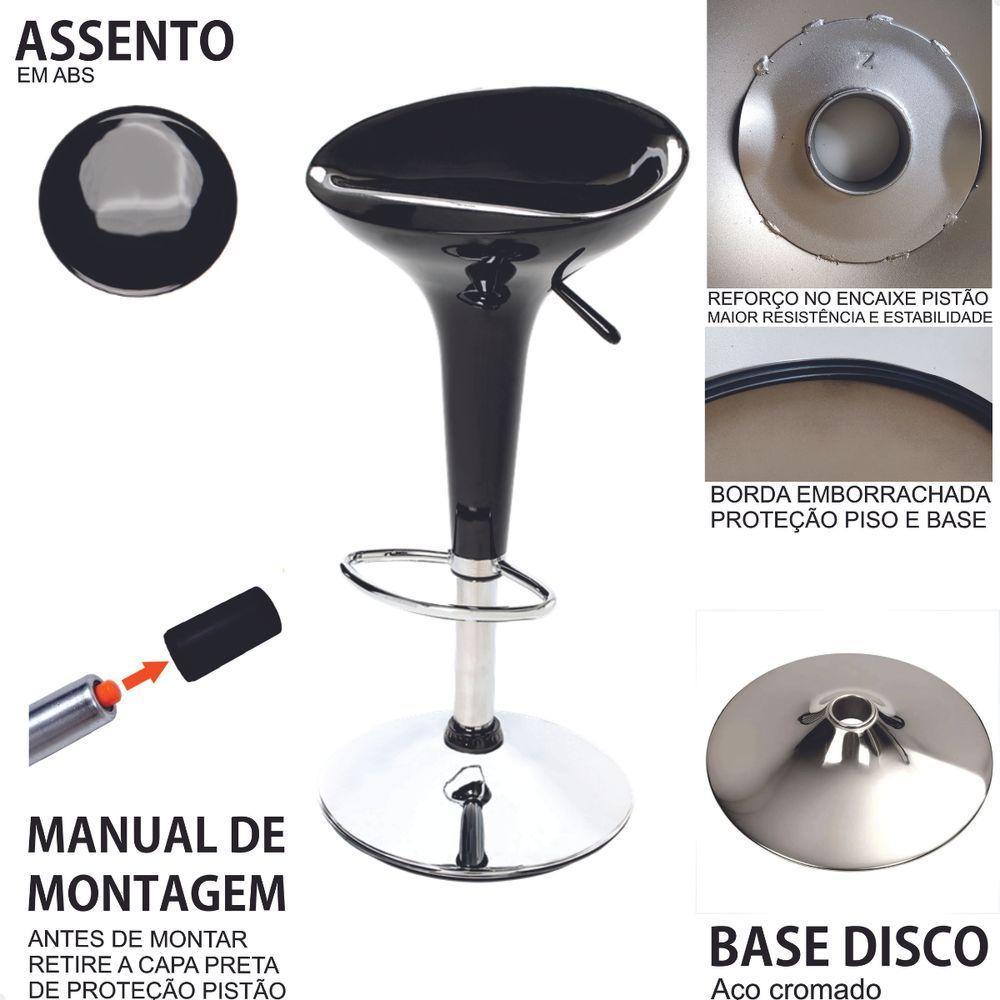 Banquetas Giratória Alta Tulipa Lotus Assento Abs Kit 06 Un Vermelho - 10