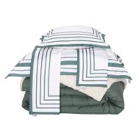 Kit 5 Pçs Coberdrom Casal Queen Soft Hipercal 400 Fios Dupla Face Verde - 1