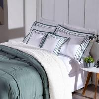 Kit 5 Pçs Coberdrom Casal Queen Soft Hipercal 400 Fios Dupla Face Verde